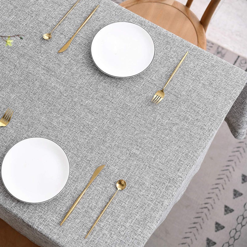 maxmill Flaxy Faux Linen Table Cloth with 2-Tone Slubby Texture Wrinkle Free Anti-Shrink Soft Tablecloth for Kitchen Dining Tabletop Outdoor and Indoor Use Rectangle 60 x 104 Inch Light Gray - Image 4